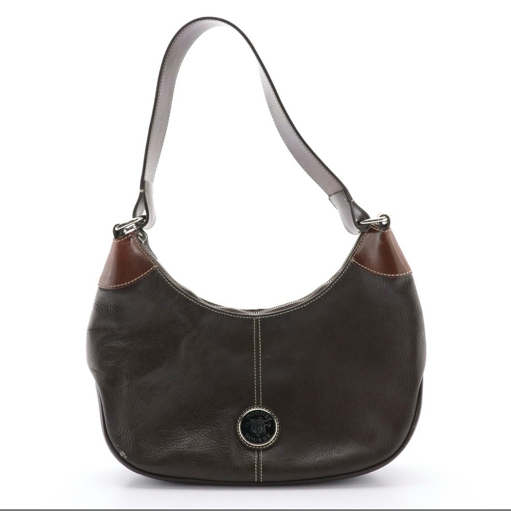 Dooney & Bourke Shoulder Bag in Black & Brown Grained Leather